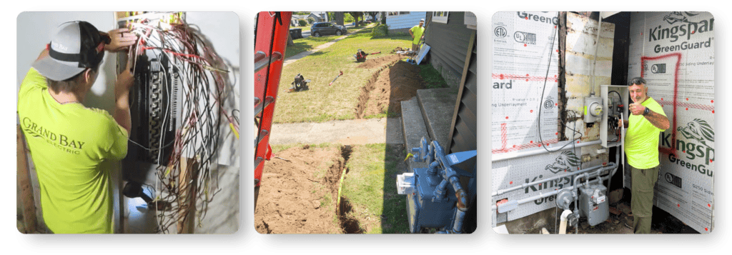 Is A Whole-Home Generator Really Worth It For Frequent Power Outages? | Grand Bay Electrical Lectricians Completing Residential Electrical And Generator Installation Work, Including Panel Wiring, Underground Utility Trenching, And Exterior Electrical Connections.